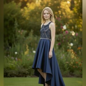 Xtraordinary Navy Blue Formal Kids Dress